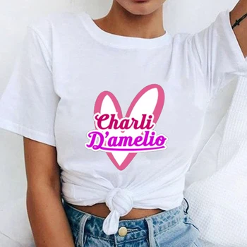 Grafični Tees Ženske Oblačila Charli D'Amelio Tiskanja 90. letih Kawaii Ženski Tshirt Poletnih O-vratu Hipster Smešne majice Camisetas Mujer