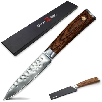 GRANDSHARP Damask Kuhinjski Nož 3,5-Palčni Odrezanje Nož vg10 Japonski Damask iz Nerjavečega Jekla Kuhar Sadja, Zelenjave Orodja Pripomoček