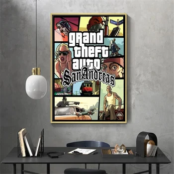 GTA 5 San Andreas Vice City Letnik Wall Art Platno Slikarstvo Poster Tiskanje Slik, Spalnica Dekoracijo Doma Oljnih Slik