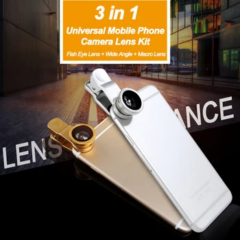 GZERMA 3 v 1 Univerzalni Fotoaparat Ribje Oko Objektiv širokokotni Objektiv Makro Mobilnega Telefona Kit Objektiv za iPad, iPhone 11 7 8 plus Samsung XS