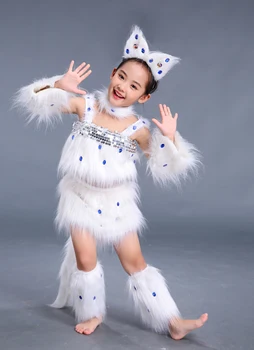 Halloween Carnival Party Fancy Otroci, Dekleta, Cosplay Kostumi Živali Mehko Kitty Cat Oblačila Sklop Fazi Obrabe Plesne Obleke za Dekle