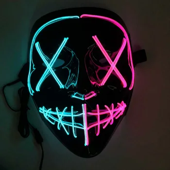 Halloween LED Masko, sveti Stranka Maskami Purge volilno Leto Festival Cosplay Stranka Maske Dve barvni Šivi, ki se Sveti V temi