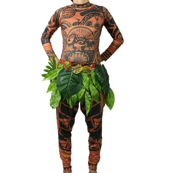 Halloween Mens Moana Maui Cotume Moški T-Shirt / Hlače za Odrasle Maui tattoo, Cosplay Kostum vseh velikosti