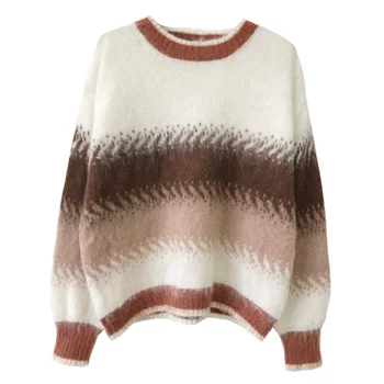 Han edition gradient nadzor film pulover obleko languid je leni veter volna puloverji prosti čas joker barvni plašč