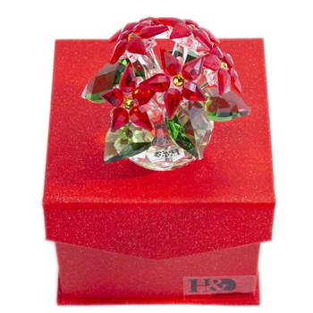 H&D Kristalno Poinsettia Figurice Praznik Božični Okrasek Obrti Doma Namizni Dekor Zbirka Spominkov Darilo (Rdeča 6pcs Cvet)