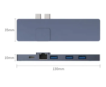 Hannord Tip C Hub Dvojno USB C Hub Adapter 4K HDMI Thundebolt3 PD Polnjenje USB3.0 Gigabite Lan Adapter za MacBook Pro