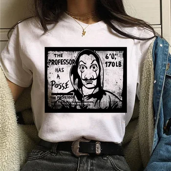 Harajuku papir hiša T-shirt top moda za ženske T-shirt pokojninski denar rop ženske T-shirt smešno La Casa De Papel T-shirt