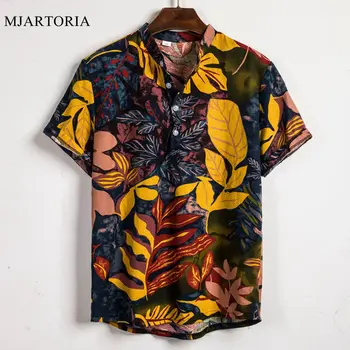 Hawaiian majica Počitnice Srajce Moške Bombaž Perilo Natisnjeni Kratek Rokav Priložnostne Ohlapne Srajce Henley Srajce Kravato Poletje Vrhovi 2019 Nova
