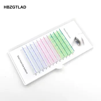 HBZGTLAD NOVI C/D curl 8-15 mm lažno trepalnic Gradient, modra, zelena, roza trepalnic posamezne Barvne trepalnice Umetno trepalnic razširitve