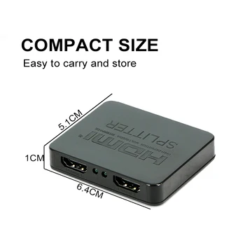 HDMI Splitter 1 Vhod 2 Izhod HDMI Splitter Preklopnik Polje Pesta Podporo 4KX2K 3D 2160p1080p za XBOX360 PS3/4/5