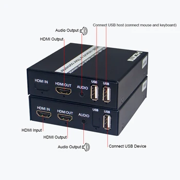 HDMI USB KVM Extender HDMI video, zvok Preko IP/TCP UTP/STP CAT5e/6 Rj45 LAN Omrežje Podpira 1080p 120 m Razširitev
