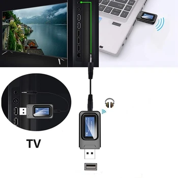 HFES Bluetooth 5.0 o Sprejemnik Oddajnik LCD-Zaslon 3.5 mm AUX Priključek Stereo z Brezžičnim USB Adapter za Avto PC TV Slušalke