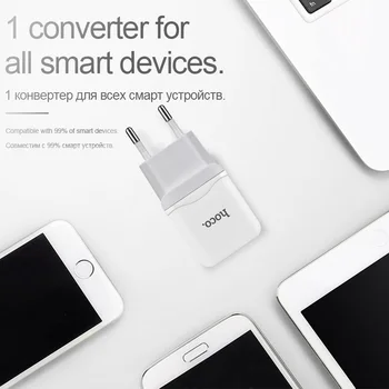 HOCO 2.4 USB Polnilec za iPhone 7 8 EU Potovalni Polnilnik za Xiaomi Samsung Enotni 1 Vrata Mobilnega Telefona Polnilnik