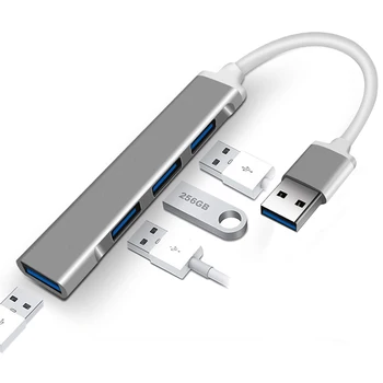 Home Office Mini USB 3.0 Splitter Univerzalno Napajanje Aluminijevih Zlitin Visoke Hitrosti Tipa c HUB Extender 4 Vrata Kabel Organizator