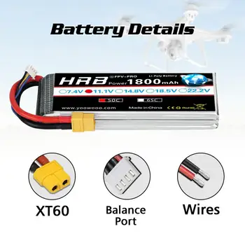 HRB Lipo Baterije 11.1 v 1800mah 50C 3s 4s 6s 22.2 v baterijo z XT60 Dekani T plug za RC fpv letalo Drone rc avtomobil 1/16 RC čoln