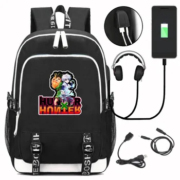 Hunter X Hunter Oxford USB Polnjenje Anime Nahrbtnik Učenci Šolske Torbe Za College Šport na Prostem Dnevno Potovanje Bagpack
