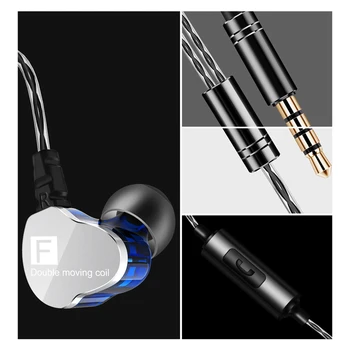In-Ear Slušalke 2020 Nov Modni Fengge F4 Dvojno Gibljejo Obroč Žično Vodja Težkih Bas Mobilni Telefon Z Mikrofonom Za Pametni Telefon