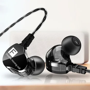In-Ear Slušalke 2020 Nov Modni Fengge F4 Dvojno Gibljejo Obroč Žično Vodja Težkih Bas Mobilni Telefon Z Mikrofonom Za Pametni Telefon