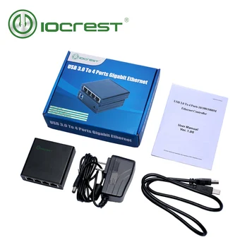 IOCREST USB3.0 do 4 Vrata 10/100/1000M Gigabit Ethernet Adapter 10/100/1000 Gigabit Lan USB Omrežja NIC Adapter