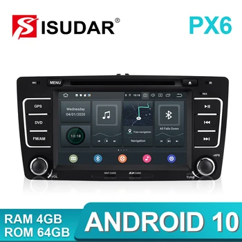 Isudar PX6 2 Din Android 10 Avto Radio SKODA/Yeti/Octavia 2009 2010 2012 Hexa Core RAM 4G Avto Večpredstavnostna DVD Predvajalnik, GPS DVR