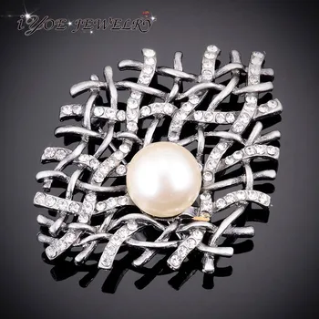 IYOE Najnovejšo Modno Oblikovanje blagovne Znamke Simulirani Pearl Broška Obesek Vintage Nakit Razkošje Kristalno Zatiči In Broške