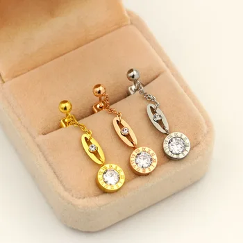 Iz nerjavečega Jekla stud Uhani rose zlato barvo kristalno uhani, okrogle nekaj uhani za ženske, dame ponujajo modni uhani