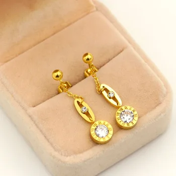Iz nerjavečega Jekla stud Uhani rose zlato barvo kristalno uhani, okrogle nekaj uhani za ženske, dame ponujajo modni uhani