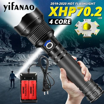 Izjemno Močna LED Svetilka XHP70.2 Xlamp XHP50 Svetlo USB Zoom Baklo 18650 26650 Polnilna Lov Lučka Luč