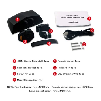 Izposoja Svetlobe Kolesarske Luči Zadaj LED Rep Svetlobe Brezžični USB, Daljinsko upravljanje smerokaze Laser Kolesarske Luči, Kolesarske Opreme,