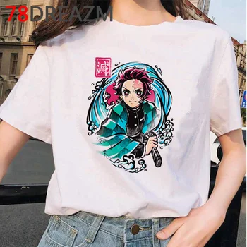Japonski Anime Demon Slayer Majica s kratkimi rokavi Ženske Ulzzang Harajuku Majica 90. letih Risanka Grafiko Kimetsu Ne Yaiba Kawaii T-shirt Ženski
