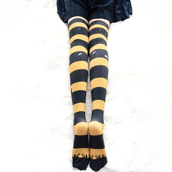 Japonski Lolita Dekleta Nogavice Halloween Trak Slog Žamet Dolgo Skladiščenje Bat Vzorec Overknee Nogavice Nogavice 60 cm