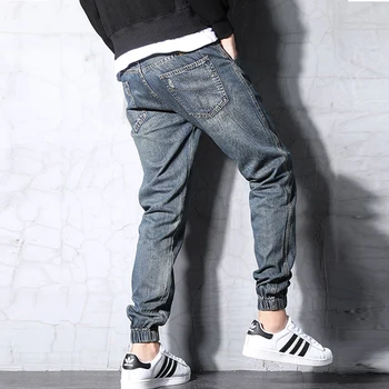 Japonski Modni Stil Moške Jeans Retro Pranje Traper Tovora Hlače Moški Harem Kavbojke Ulične Parafinski Dnu Hip Hop Joggers Kavbojke