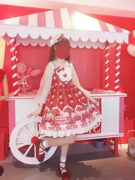 Japonski Slog Dekleta Kawaii JSK Lolita Princess Tea Party Obleka Ženske Sladko Lok Ruffle Lutka Devica Anime Cosplay Kostume T-shirt