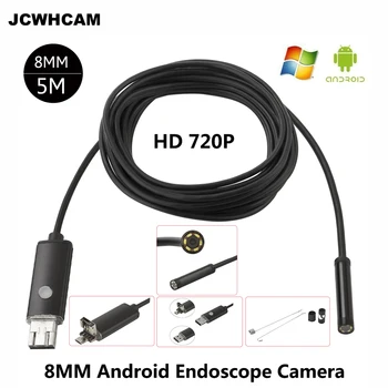 JCWHCAM HD 2MP 6 LED 8 mm M 1M 5M Android USB-Endoskop IP67 Nepremočljiva Pregled Borescope Cev Fotoaparat OTG Android Telefon 720P