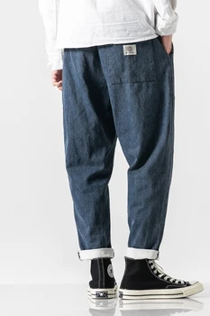 Jeseni moške svoboden trend velikosti športne hlače Kitajski retro slogu kavbojke priložnostne lep kombinezon