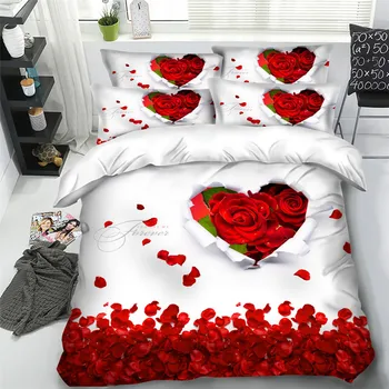 JF-353 romantično rdeče vrtnice posteljnina nabor 3d kraljica velikosti rjuhe 4pcs Kralj Polno Eno bedclothes ljubitelje odeja pokriva