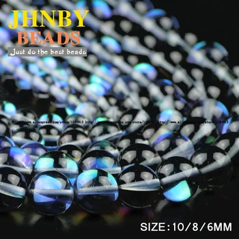JHNBY Modra Labradorite kamen kroglice Sintetičnih Flash Kamen bling Okroglo žogo 6/8/10 MM Svoboden kroglice za nakit, izdelava zapestnica DIY