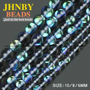 JHNBY Modra Labradorite kamen kroglice Sintetičnih Flash Kamen bling Okroglo žogo 6/8/10 MM Svoboden kroglice za nakit, izdelava zapestnica DIY