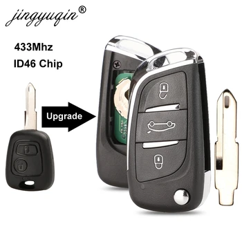 Jingyuqin DS Slog Mofified Flip kontrolno Tipko za Peugeot 206 207 206CC za Citroen C2 2 Gumbe, ki Fob Daljinski Ključ 434MHZ z čipom