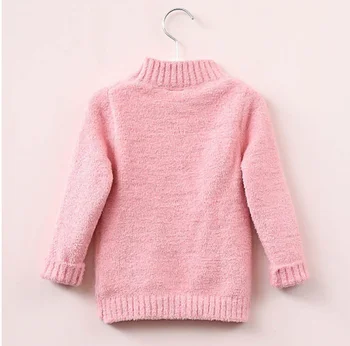 Jopica punca 2019 pozimi dolg rokav toplo pomlad pletene dojencek dekliška jopica dekleta puloverju vrh 4 8 let srca pulover dekleta