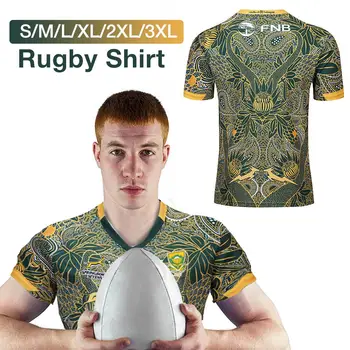 Južne Afrike, 100 Obletnica Spominski Rugby Športnih T-shirt z Visoko gostoto Tisk, Rebrast Ovratnik Z Elastičnimi Manšetami.