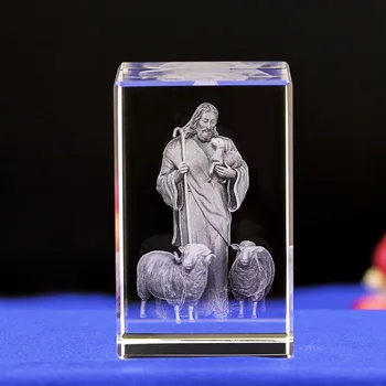 K9 Kristalno Laserski 3D Notranji Kiparstvo Inter-graviranje Kip Sheepherder Figurice in Miniature Pastir Obrti Doma Dekor