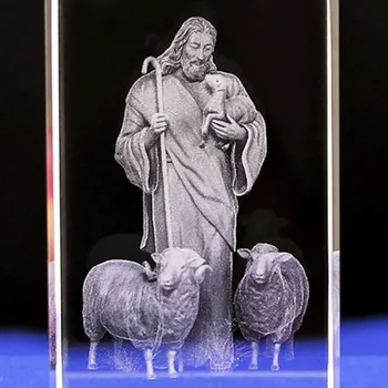 K9 Kristalno Laserski 3D Notranji Kiparstvo Inter-graviranje Kip Sheepherder Figurice in Miniature Pastir Obrti Doma Dekor