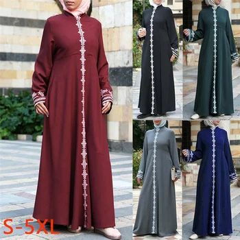KALENMOS Plus Velikost 5XL Muslimanskih Abaya Obleka Ženske Musulman Abayas Eid Islamska Oblačila Dubaj Arabski Maroški tam kaftan Djellaba Robe