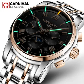 Karneval luksuzne blagovne znamke Tritija T25 svetlobna vojaške Samodejni watch moške Ure Safir polno jeklenih vodotesna ura uhren
