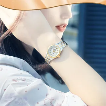 Karneval švica safir mehanske ženske gledajo luksuzne blagovne znamke pravega usnja nepremočljiva ure ženske reloj bayan kol saati