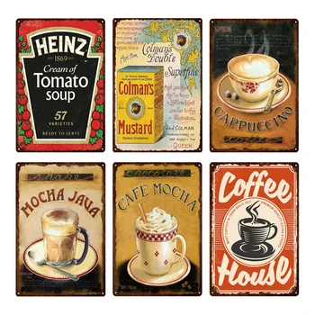 Kava Tin Prijavite Letnik Kovinski Znak Plaketo Kovinski Letnik Stenski Dekor Za Kuhinjo Kava Bar, Kavarna Retro Kovinski Plakati Železa Slikarstvo
