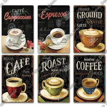 Kava Tin Prijavite Letnik Kovinski Znak Plaketo Kovinski Letnik Stenski Dekor za Kuhinjo Kava Bar, Kavarna Retro Kovinski Plakati Železa Slikarstvo