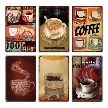 Kava Tin Prijavite Letnik Kovinski Znak Plaketo Kovinski Letnik Stenski Dekor Za Kuhinjo Kava Bar, Kavarna Retro Kovinski Plakati Železa Slikarstvo