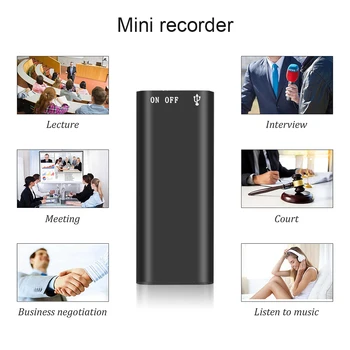 Kebidumei 8G Mini Digital Audio Snemalnik Dictaphone Stereo Predvajalnik Glasbe MP3, 3 v 1, 8GB Pomnilnika za Shranjevanje USB Flash Disk